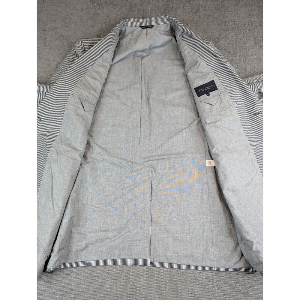 Banana Republic Blazer Mens 46 Long Striped Cotton Linen Blend Sportscoat Jacket